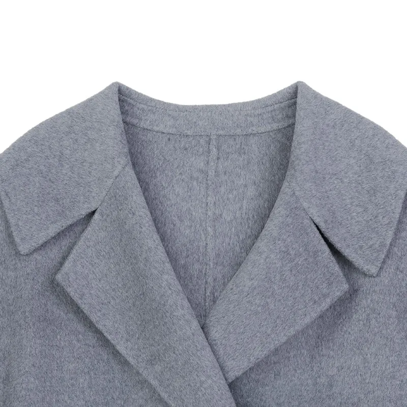 Smoke Grey Large Lapel Double Breasted Overcoats