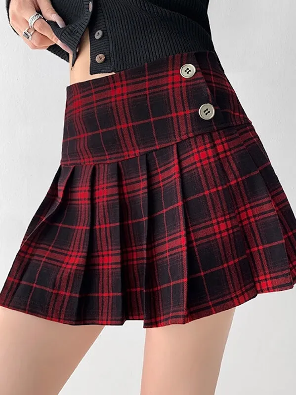 Spicy girl plaid low-waisted mini skirt