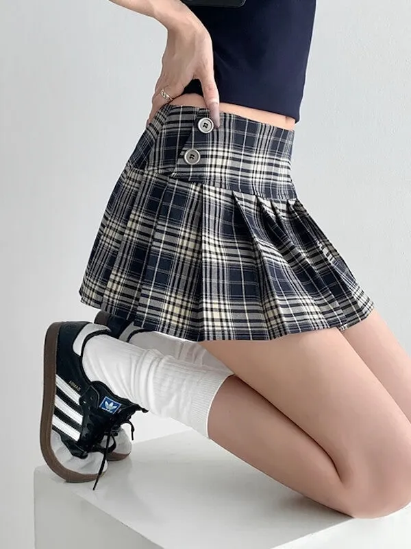 Spicy girl plaid low-waisted mini skirt