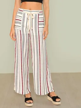 Stripe Tie Waist Palazzo Pants