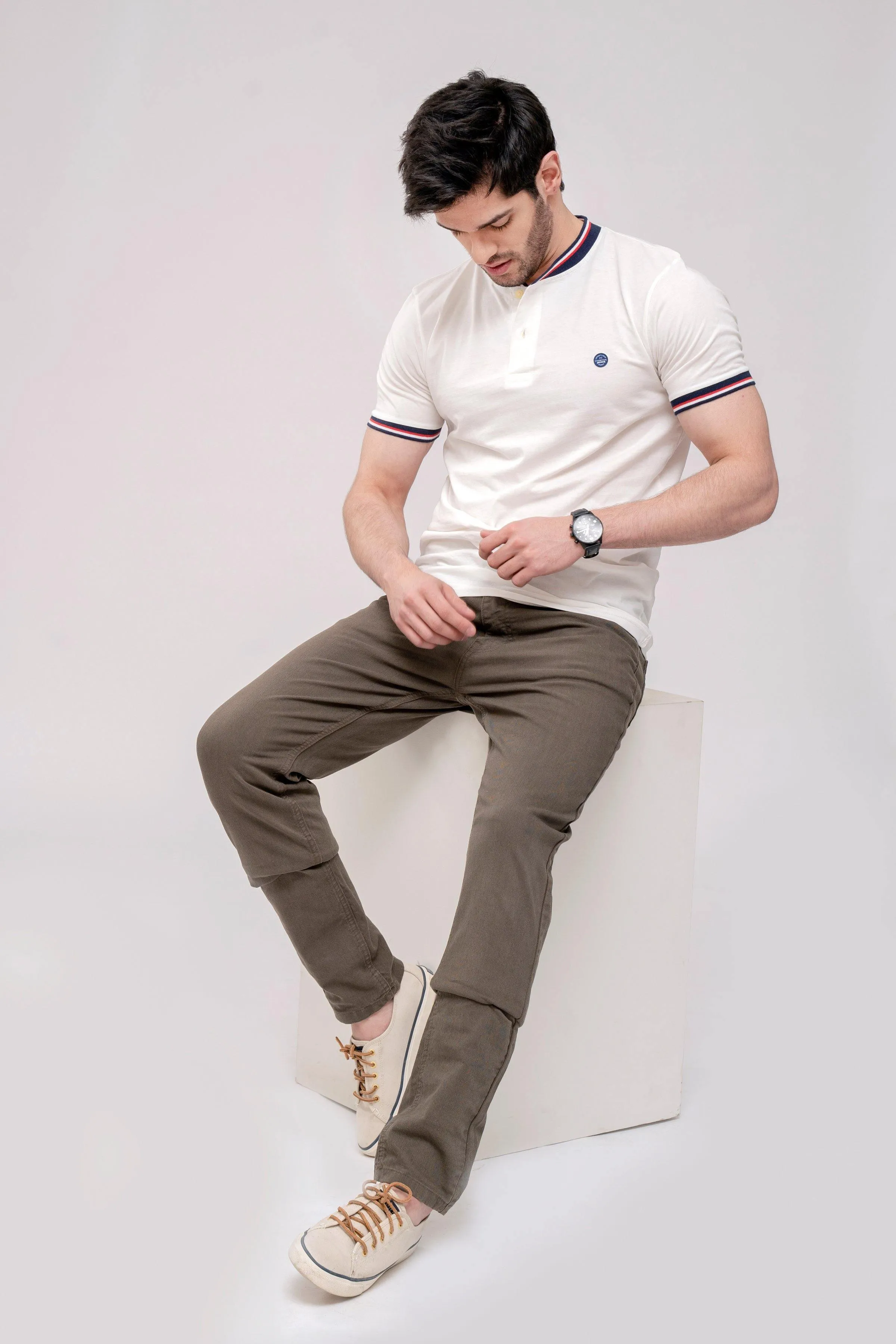 T SHIRT HENLEY TIPPING BAN OFF WHITE