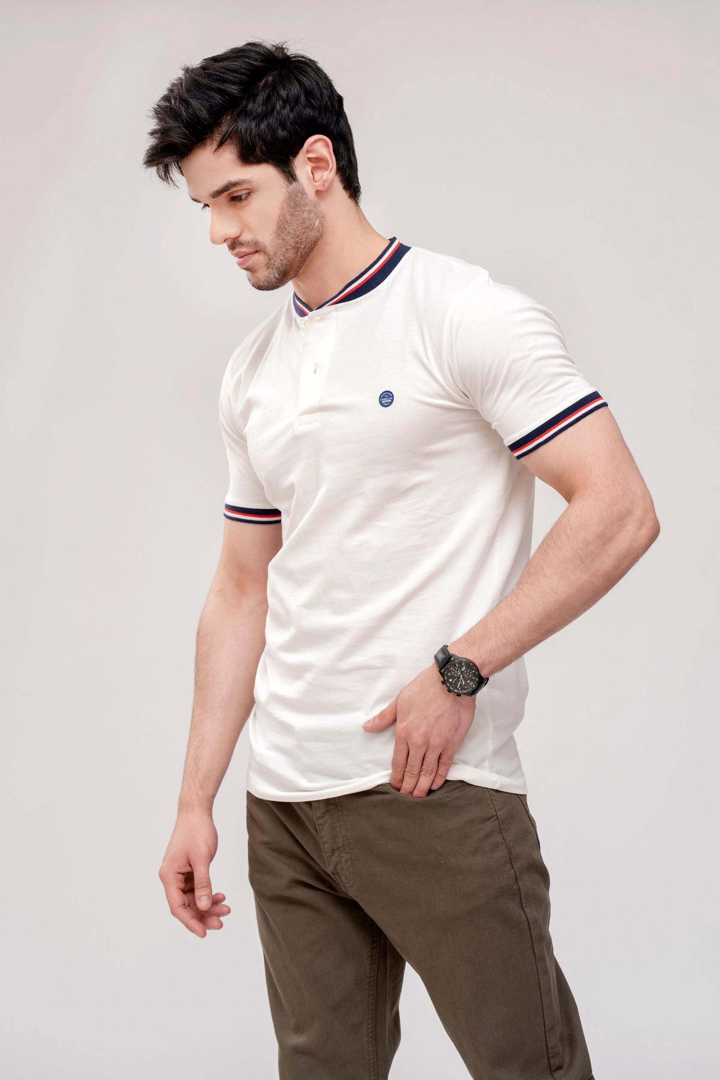 T SHIRT HENLEY TIPPING BAN OFF WHITE