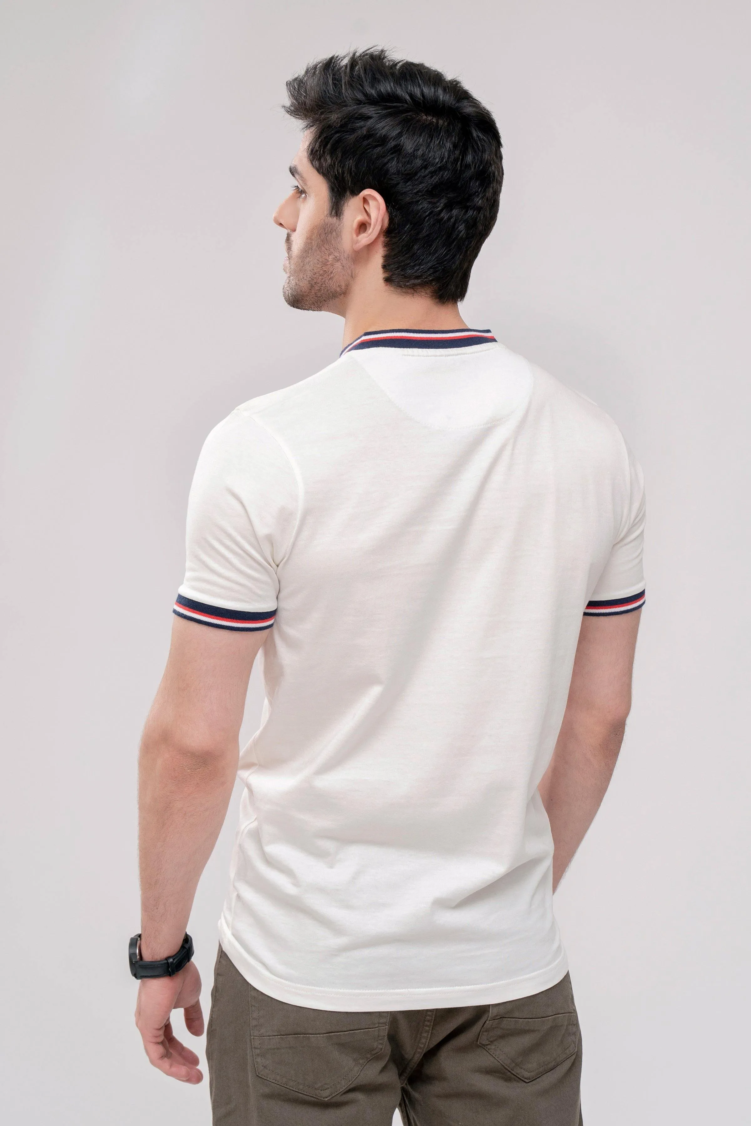 T SHIRT HENLEY TIPPING BAN OFF WHITE