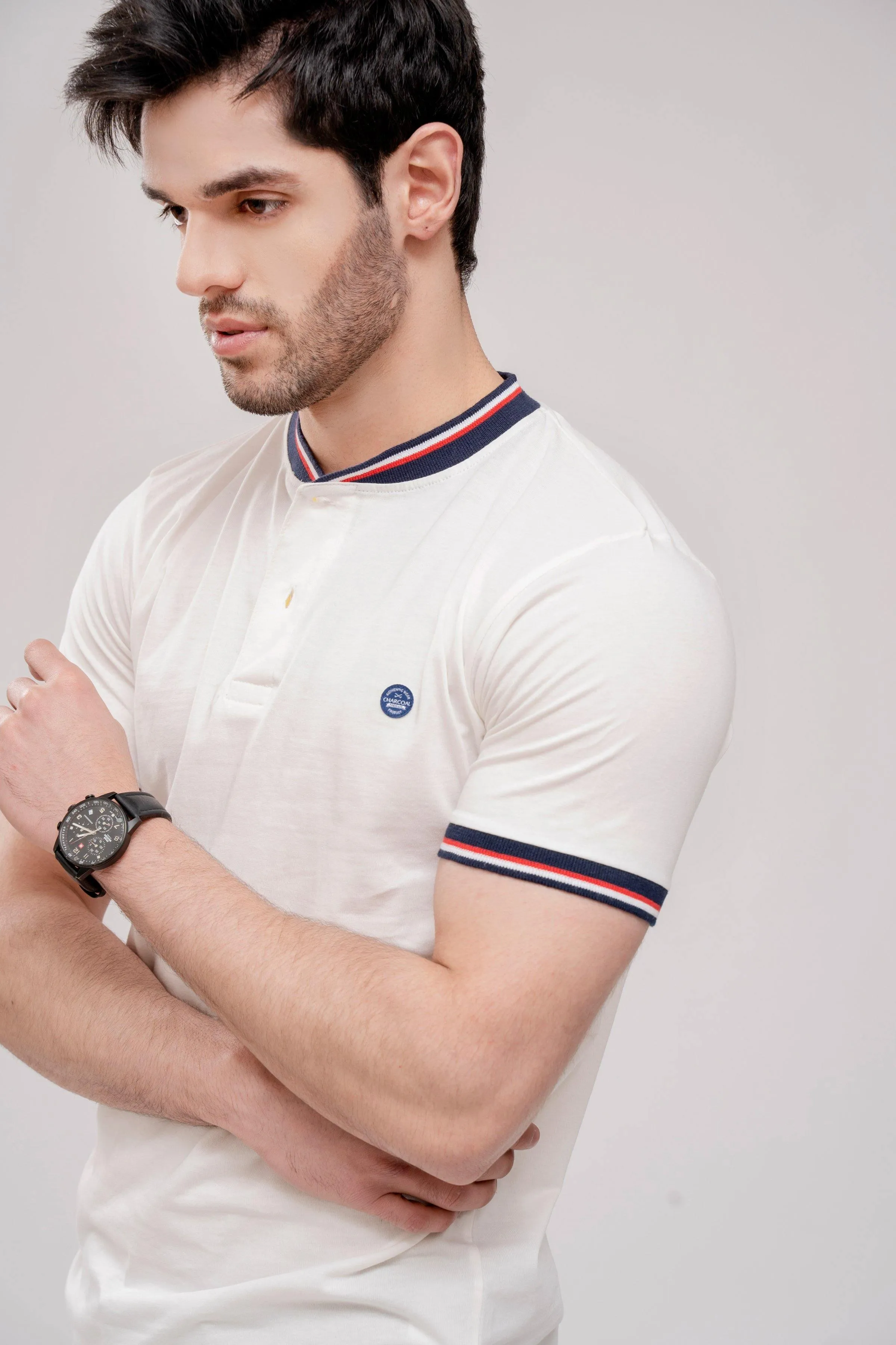 T SHIRT HENLEY TIPPING BAN OFF WHITE