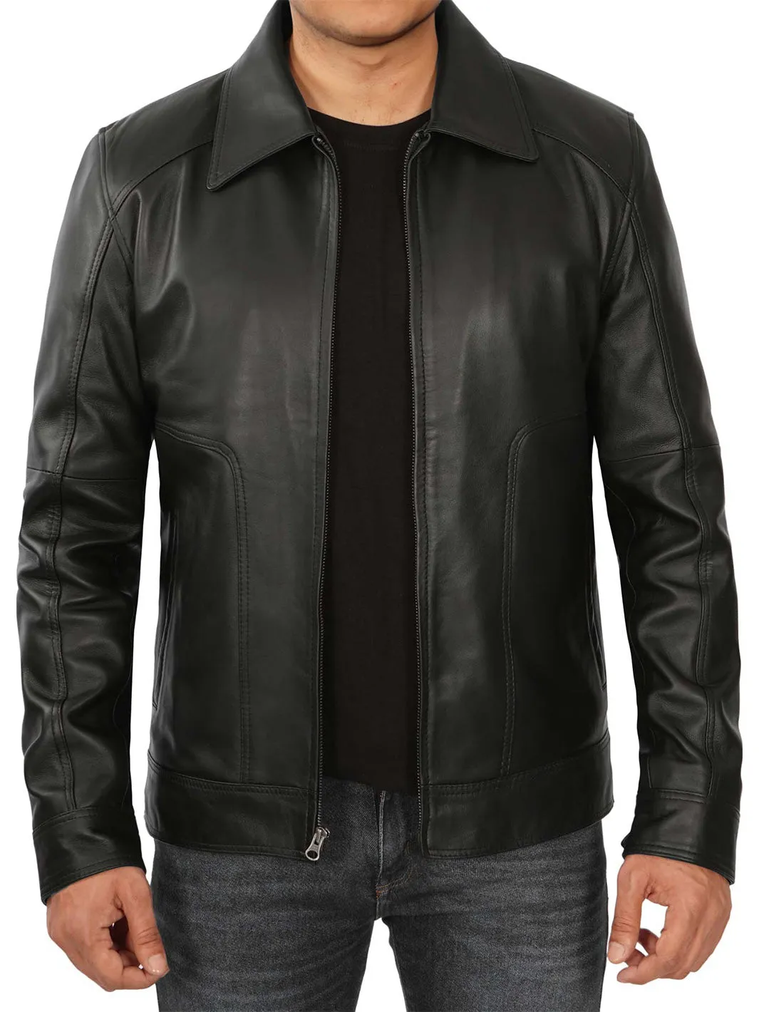 Thomas Mens Black Vintage Real Leather Jacket