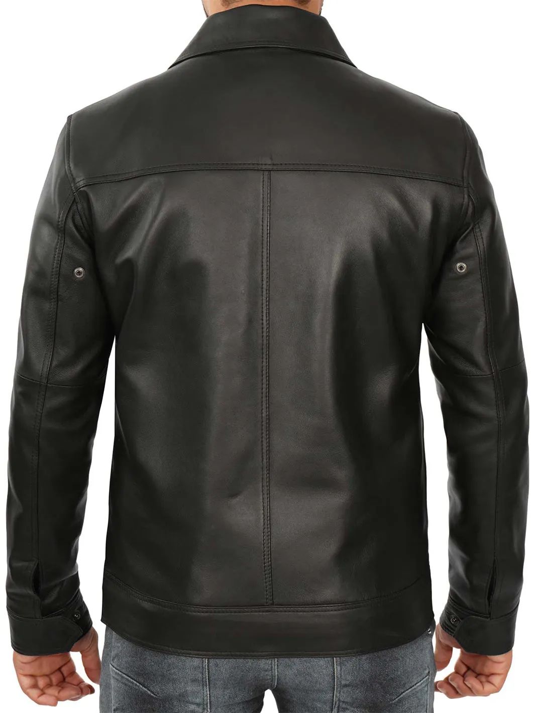 Thomas Mens Black Vintage Real Leather Jacket