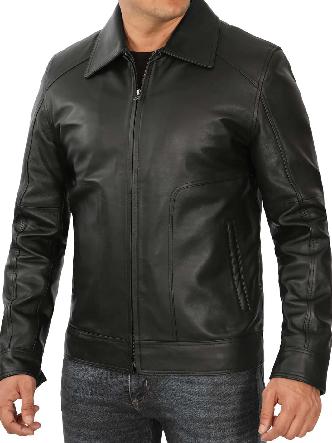 Thomas Mens Black Vintage Real Leather Jacket