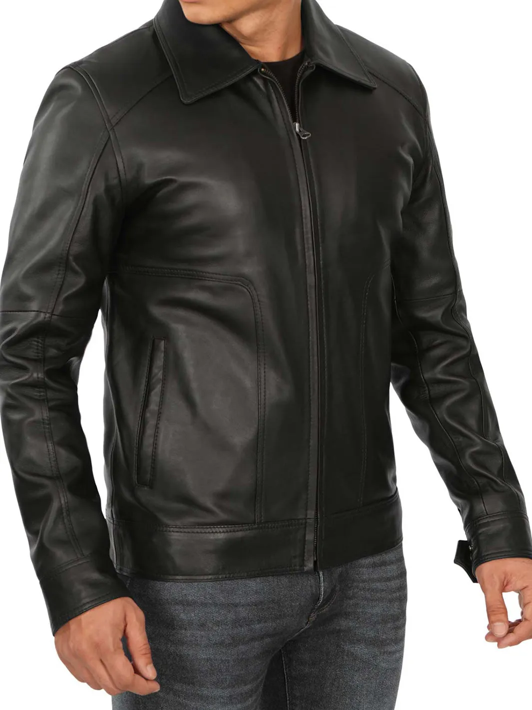 Thomas Mens Black Vintage Real Leather Jacket