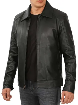 Thomas Mens Black Vintage Real Leather Jacket