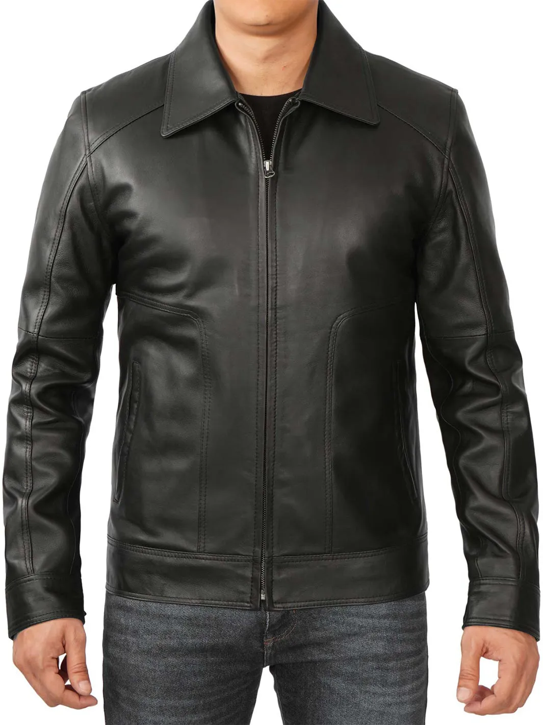 Thomas Mens Black Vintage Real Leather Jacket