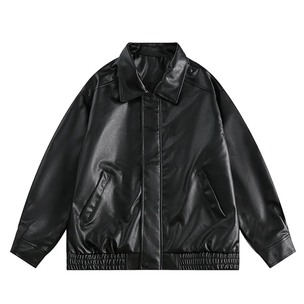 Tokyo Spring & Fall Retro Handsome Loose Jacket Leather Coat