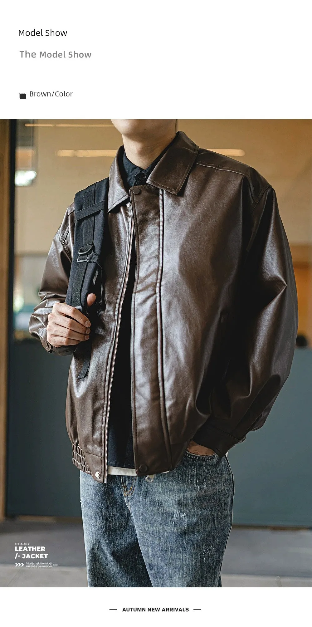 Tokyo Spring & Fall Retro Handsome Loose Jacket Leather Coat