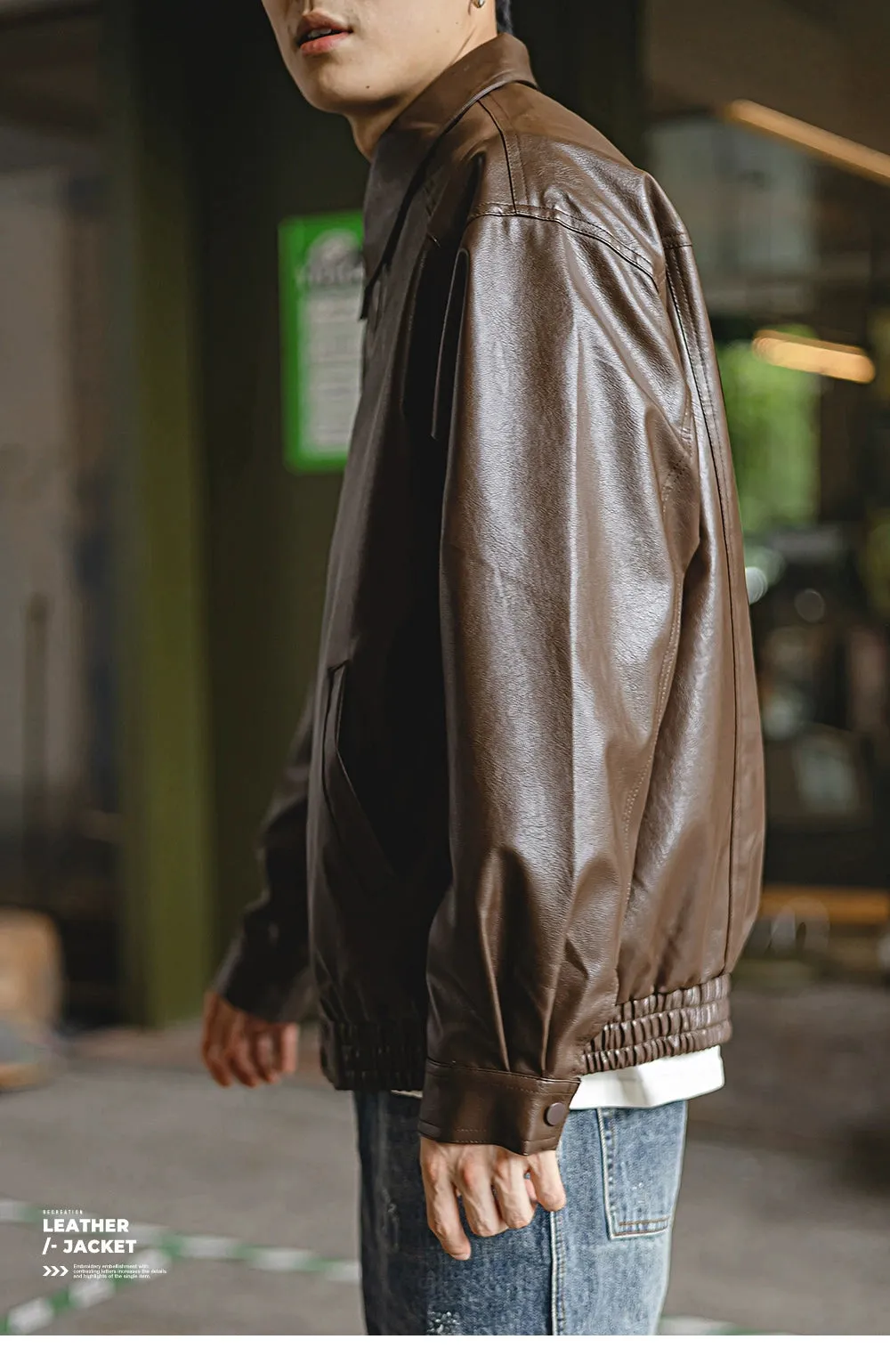 Tokyo Spring & Fall Retro Handsome Loose Jacket Leather Coat