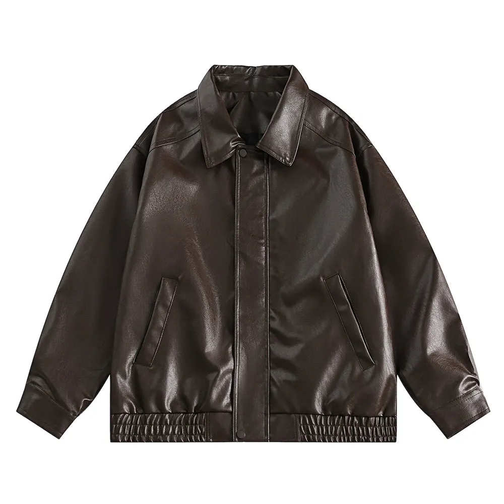 Tokyo Spring & Fall Retro Handsome Loose Jacket Leather Coat