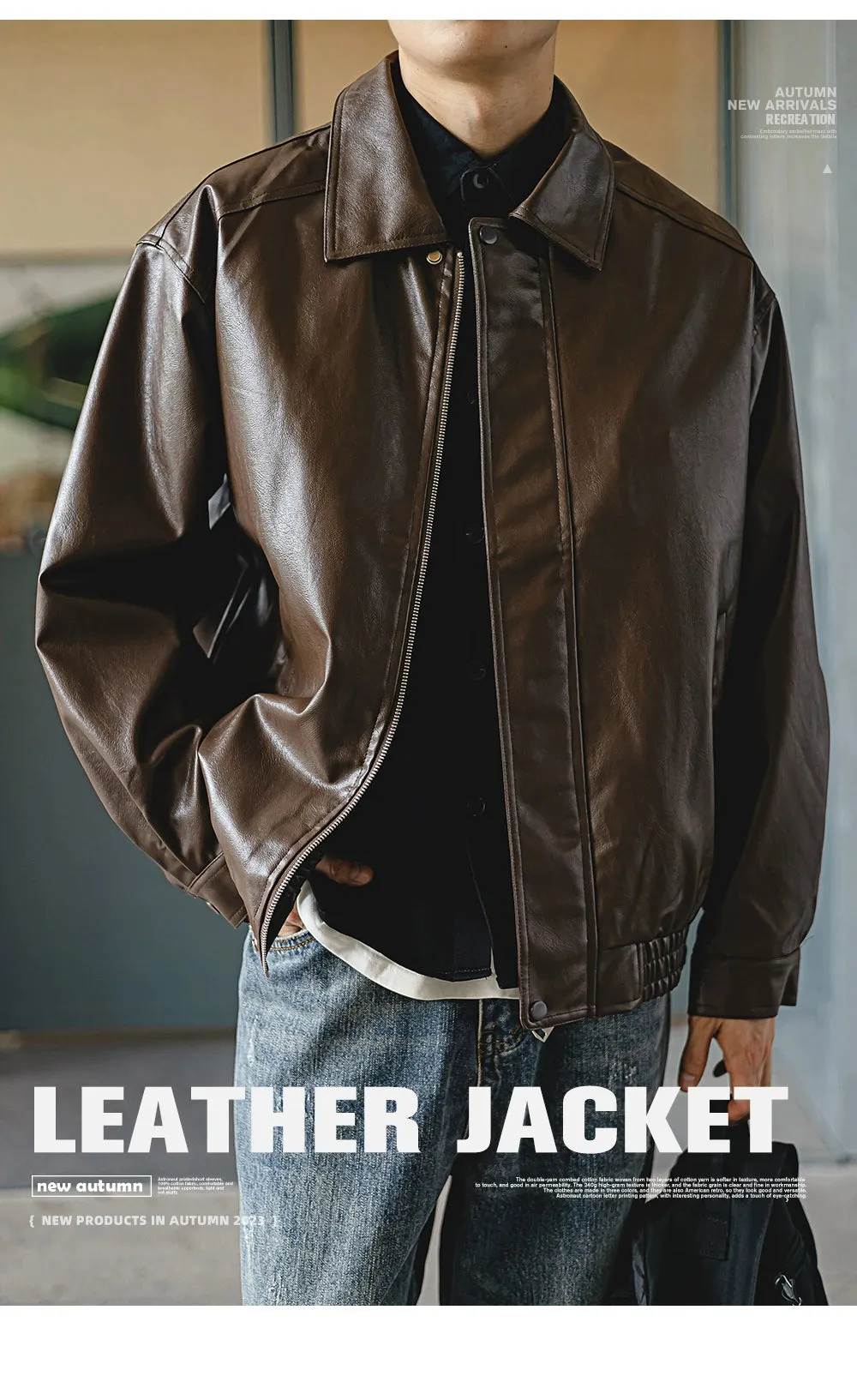 Tokyo Spring & Fall Retro Handsome Loose Jacket Leather Coat