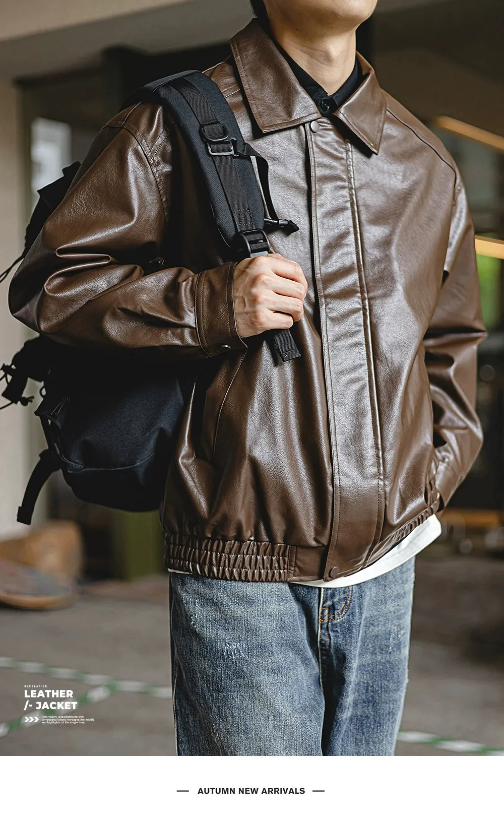 Tokyo Spring & Fall Retro Handsome Loose Jacket Leather Coat