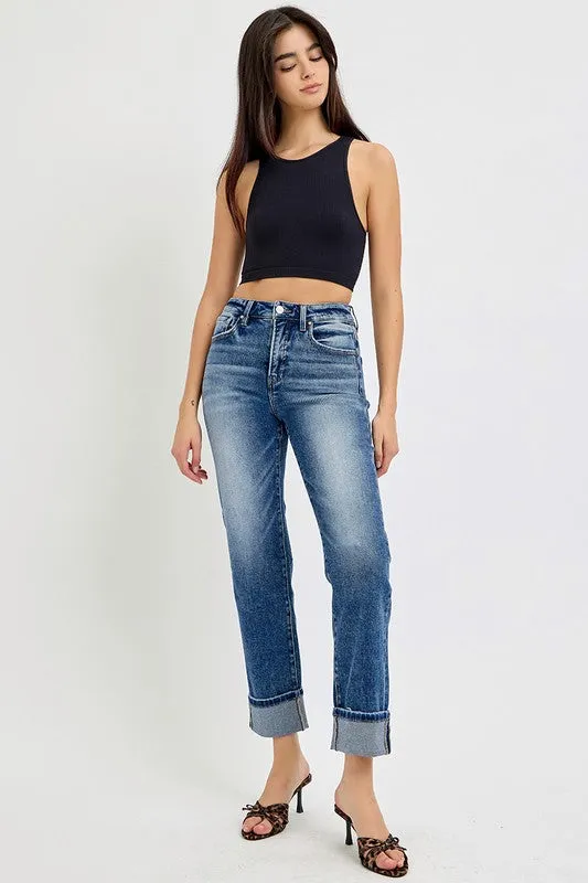 TOMMY TUMMY CONTROL HIGH RISE CROP STRAIGHT JEANS