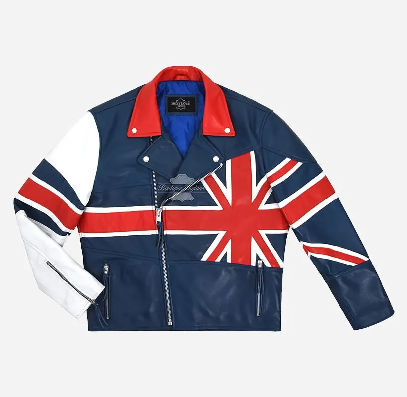 UNION JACK Men’s UK Union Flag Leather Jacket