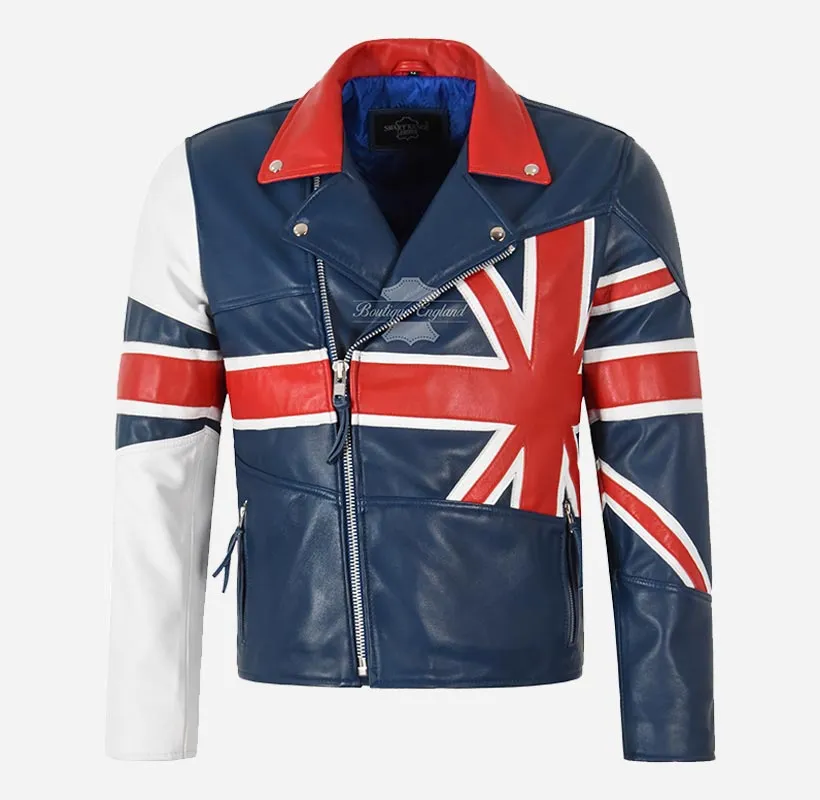 UNION JACK Men’s UK Union Flag Leather Jacket