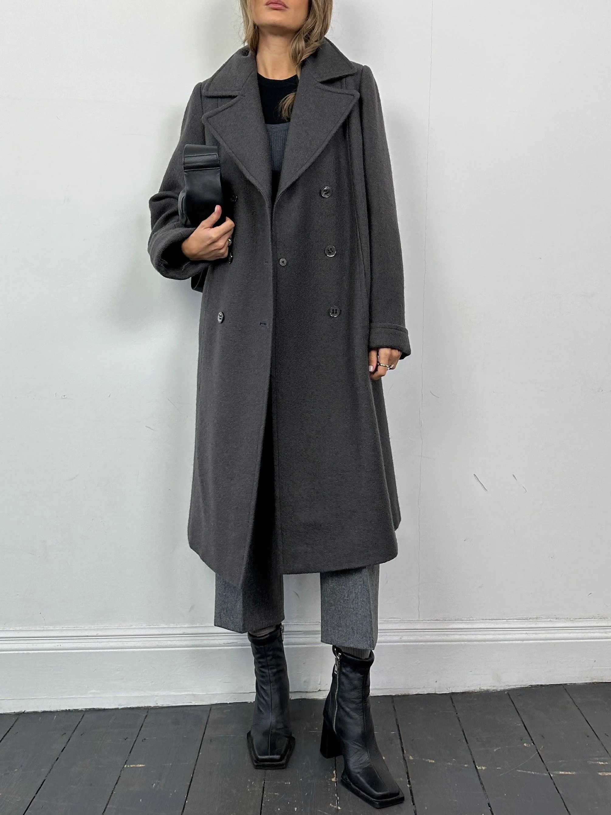 Vintage Wool Double Breasted A-line Coat - M/L