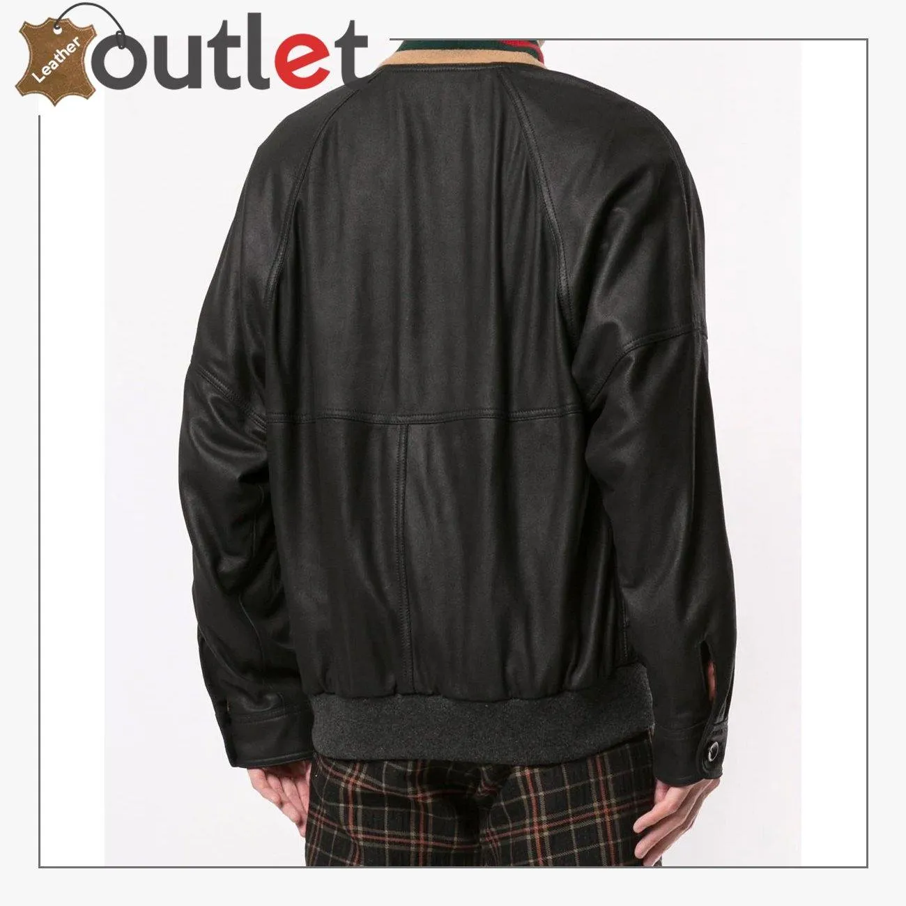 Web Collar Womens Leather Bomber Jacket