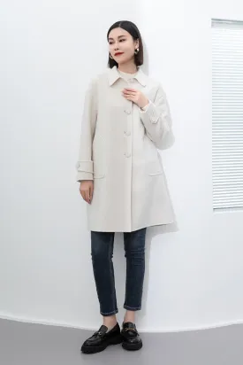 White Double-faced Square-Collar Overcoats