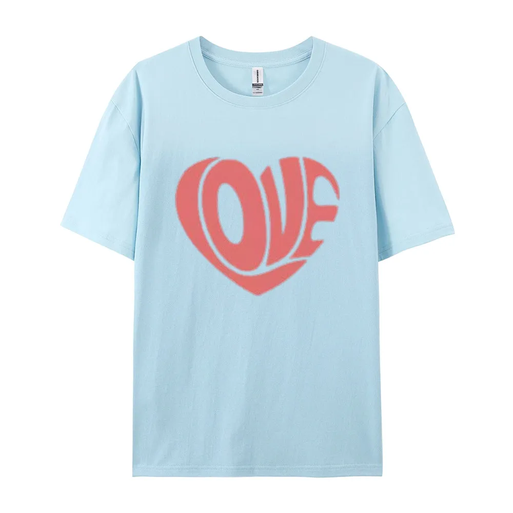 Women Love Heart Valentine's Day Print  Graphic T-shirt