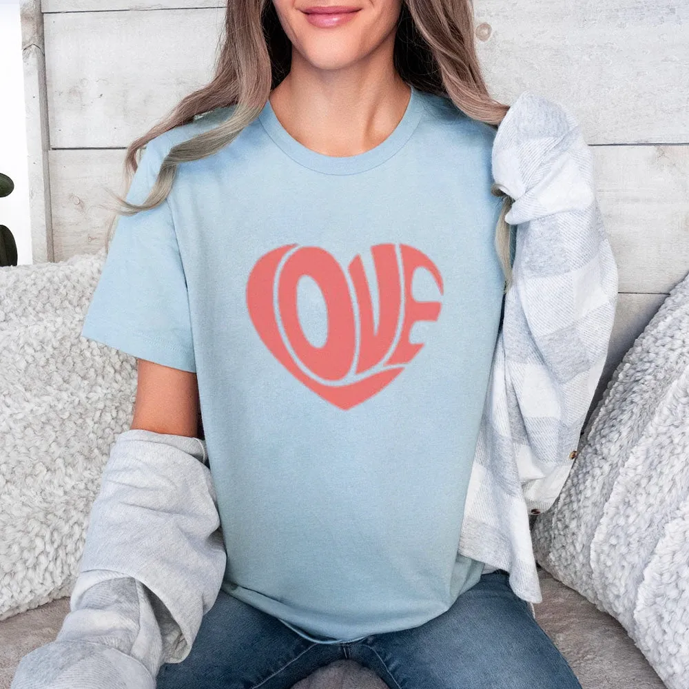 Women Love Heart Valentine's Day Print  Graphic T-shirt