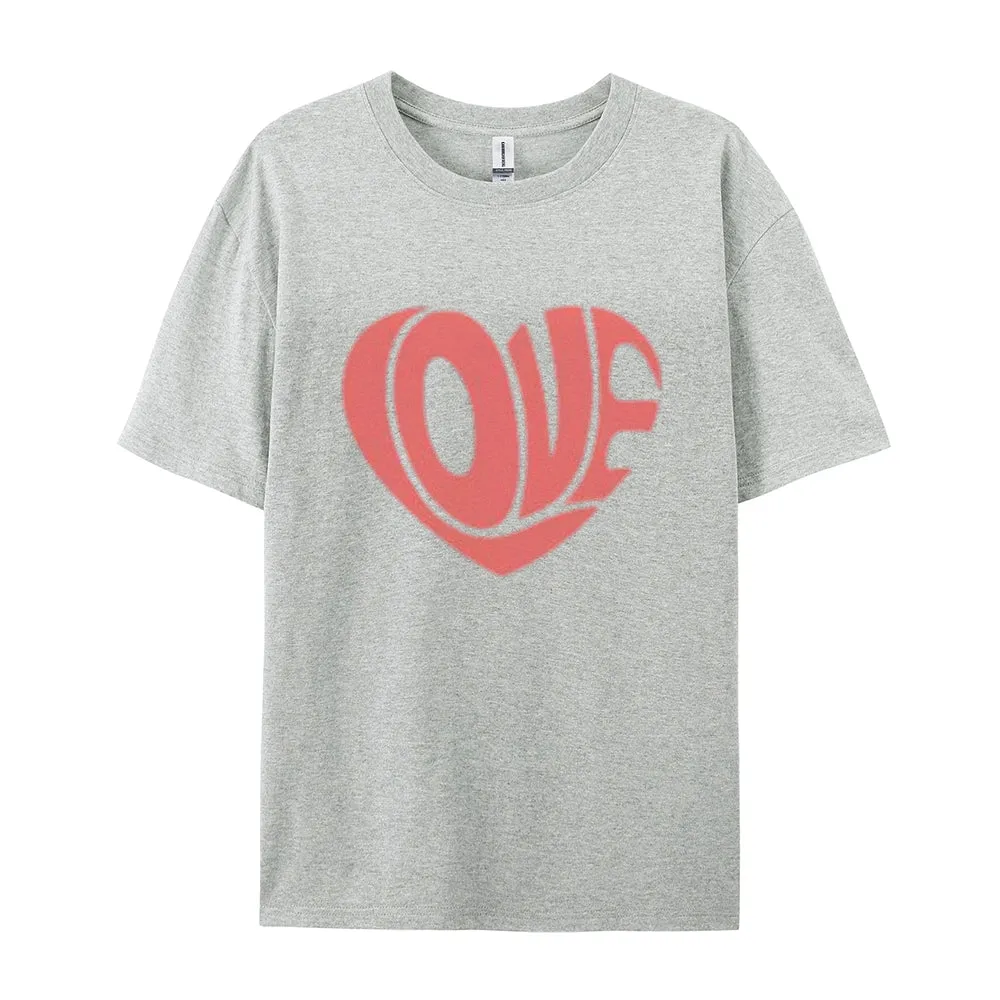 Women Love Heart Valentine's Day Print  Graphic T-shirt