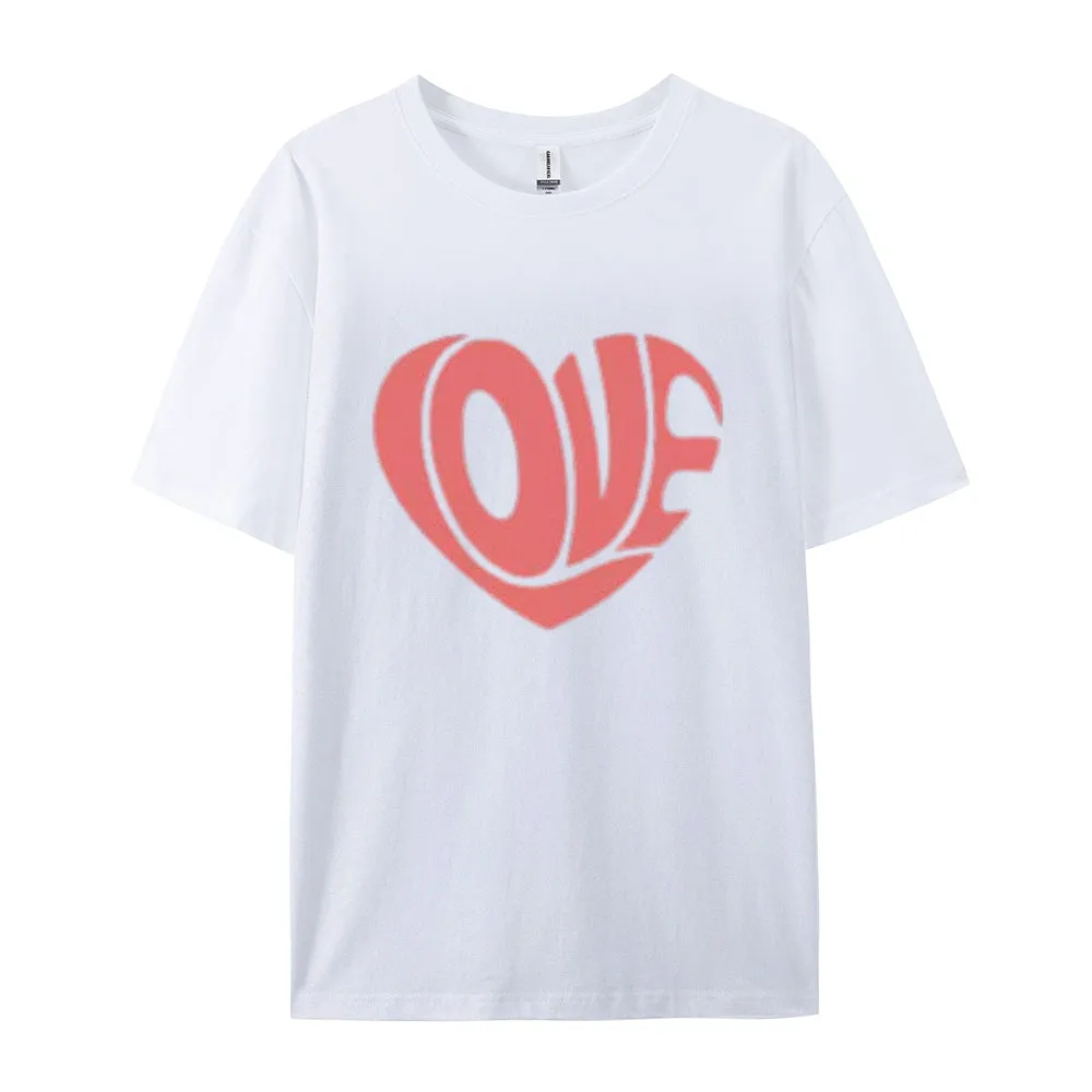 Women Love Heart Valentine's Day Print  Graphic T-shirt