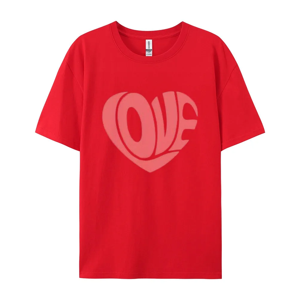 Women Love Heart Valentine's Day Print  Graphic T-shirt