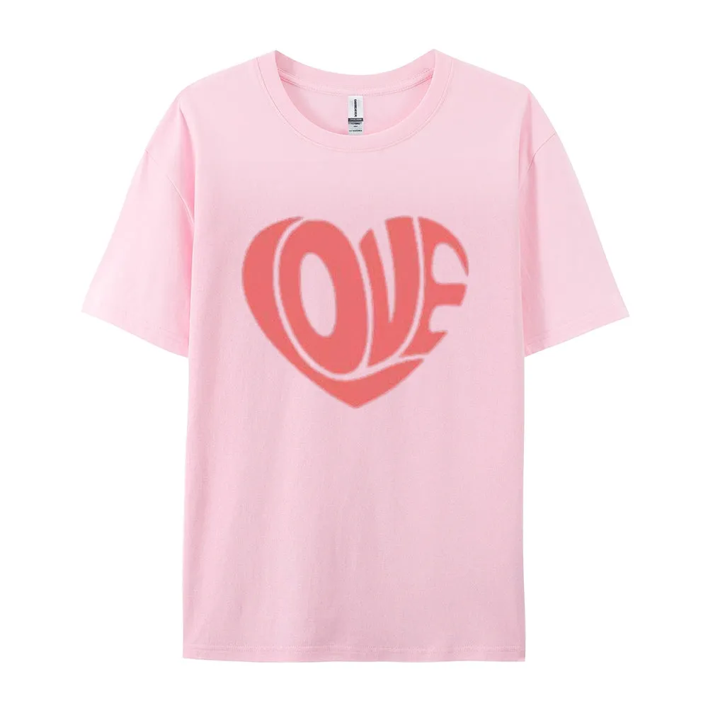 Women Love Heart Valentine's Day Print  Graphic T-shirt