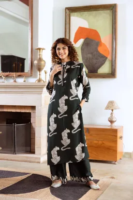 Women's Green German Rayon Kurta Palazzo Set