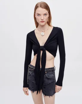 Wrap Tie Top - Black